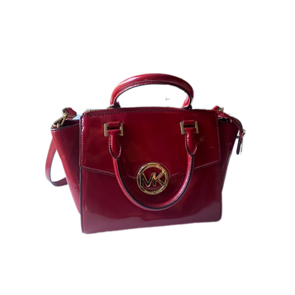 Michael Kors Hudson Red Purse Medium Leather Satchel